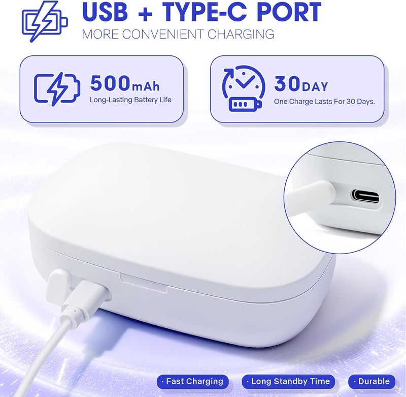 ALLGLAM Portable Contact Lens Cleaner, Automatic Ultrasonic Contact Lens Cleaner Machine with USB Charger, LED Timer Display for Soft Lenses, Colored Contact Lenses Cleaning(White) - Image 5